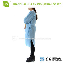 Medical disposable SMS lab coat with knitted collar and cuff